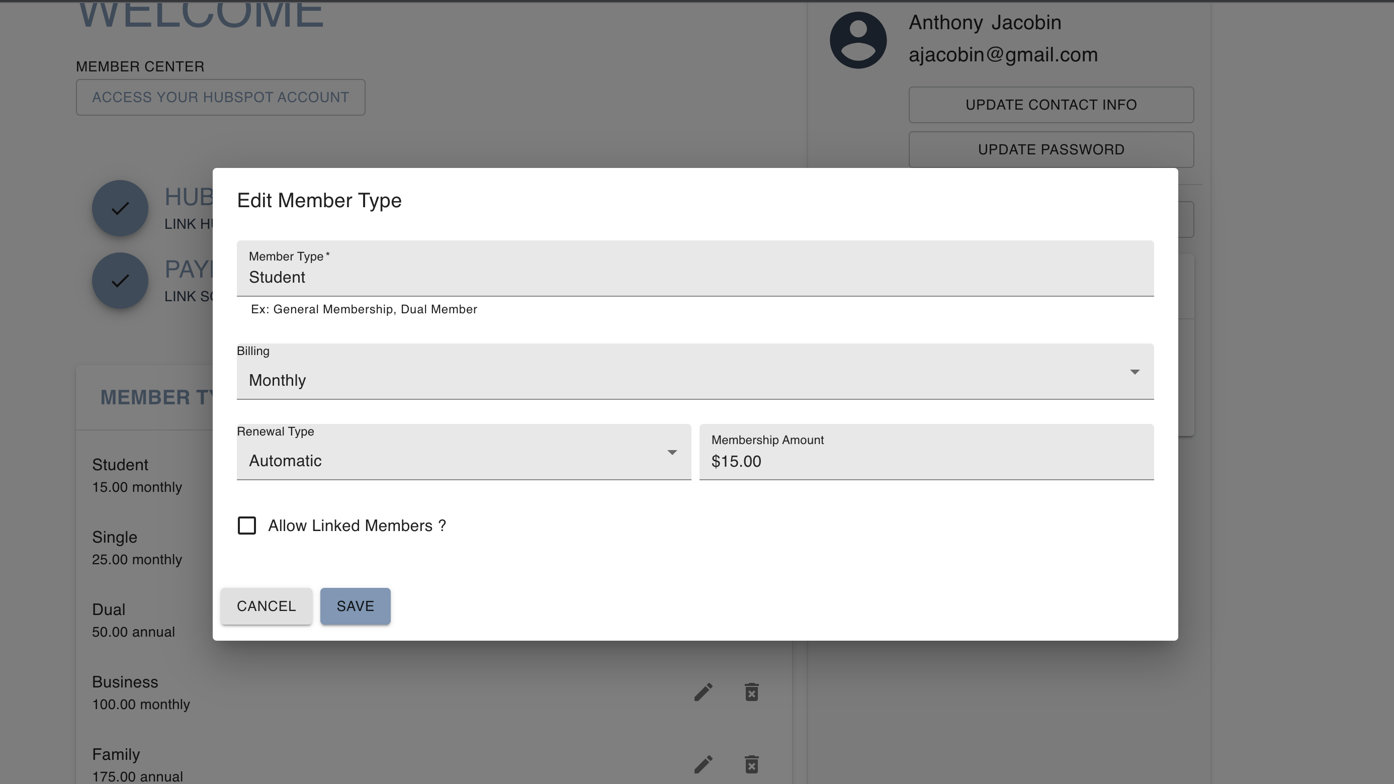 Create membership types\tiers
